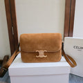 CELINE 26S TEEN TRIOMPHE BAG 22 IN LIGHT BROWN SUEDE