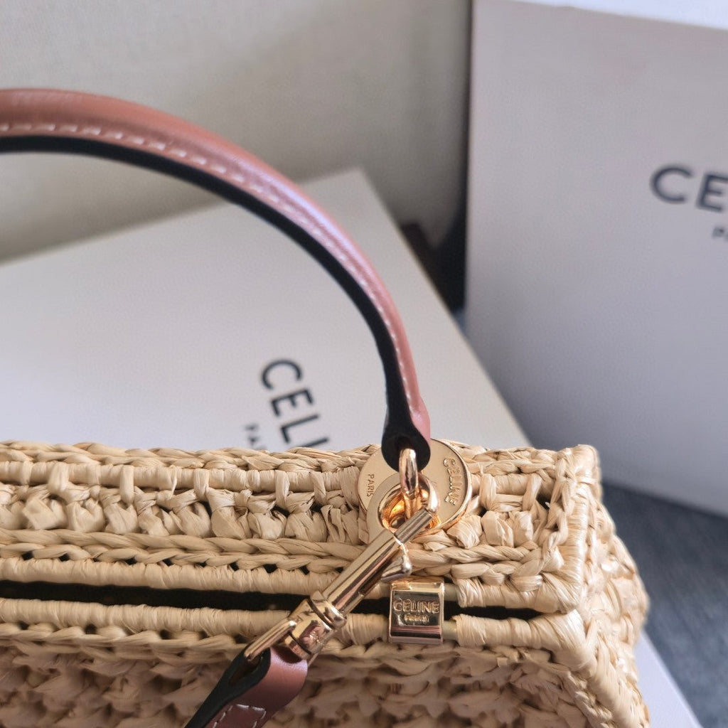 CELINE 26S TEEN LOLA BAG 20 IN BEIGE RAFFIA