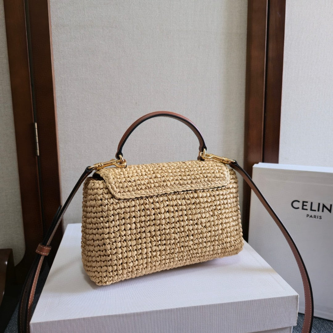 CELINE 26S TEEN NINO BAG 20 IN BEIGE RAFFIA