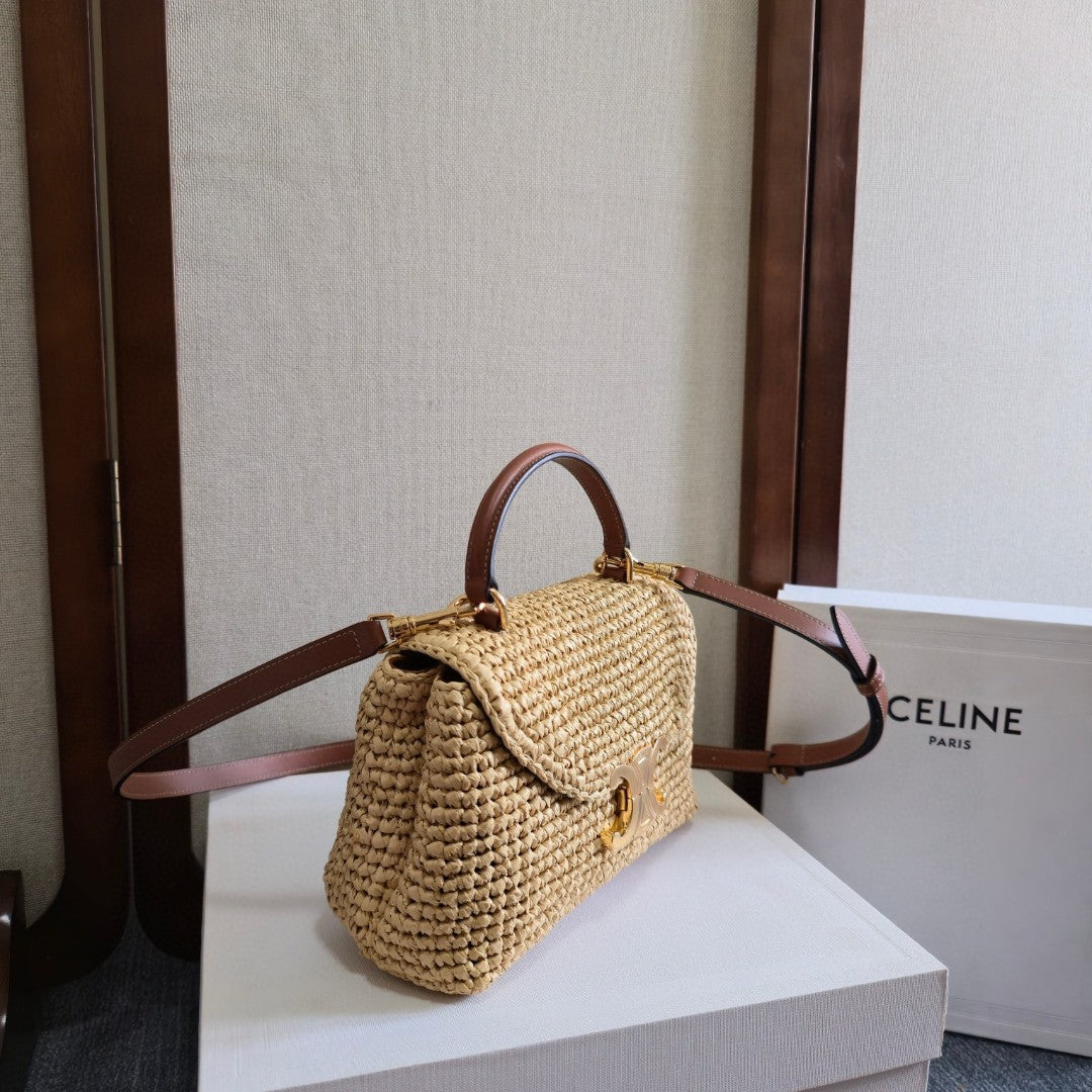 CELINE 26S TEEN NINO BAG 20 IN BEIGE RAFFIA