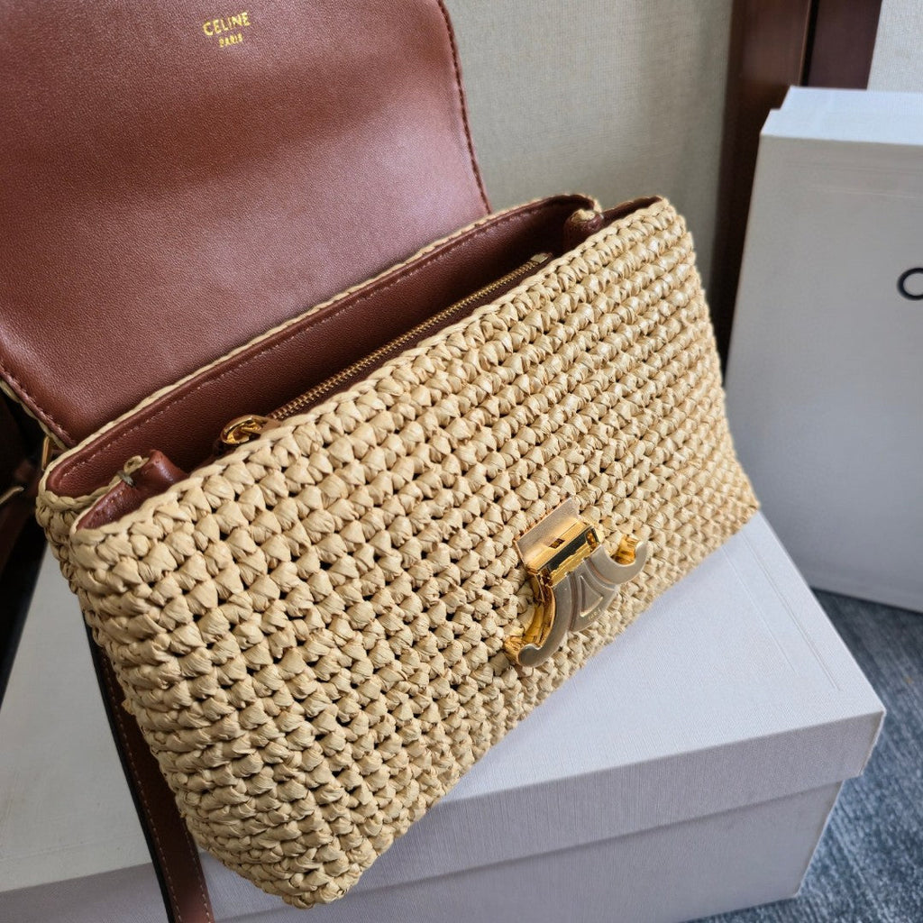CELINE 26S TEEN NINO BAG 20 IN BEIGE RAFFIA