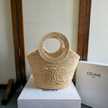 CELINE 26S HANDBAG BRAIDED PANIER 21 IN BEIGE RAFFIA