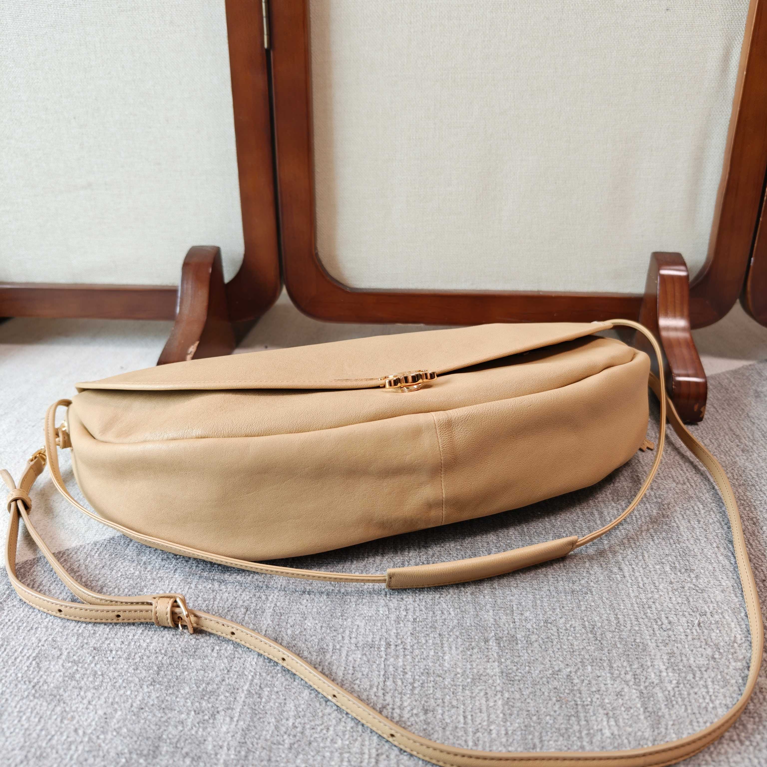 CELINE 26S LITTLE HALFMOON SOFT 46 IN BEIGE LAMBSKIN