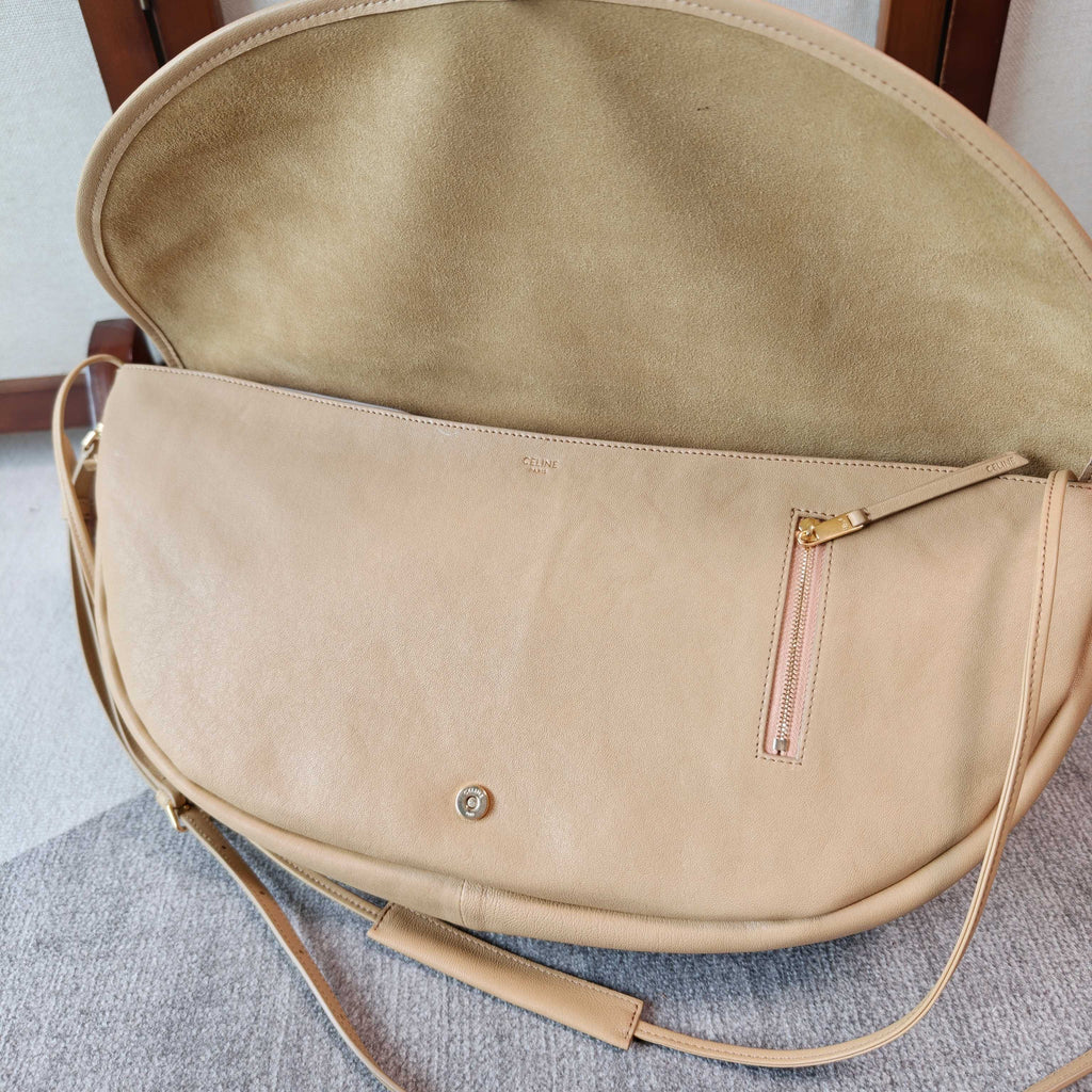 CELINE 26S LITTLE HALFMOON SOFT 46 IN BEIGE LAMBSKIN