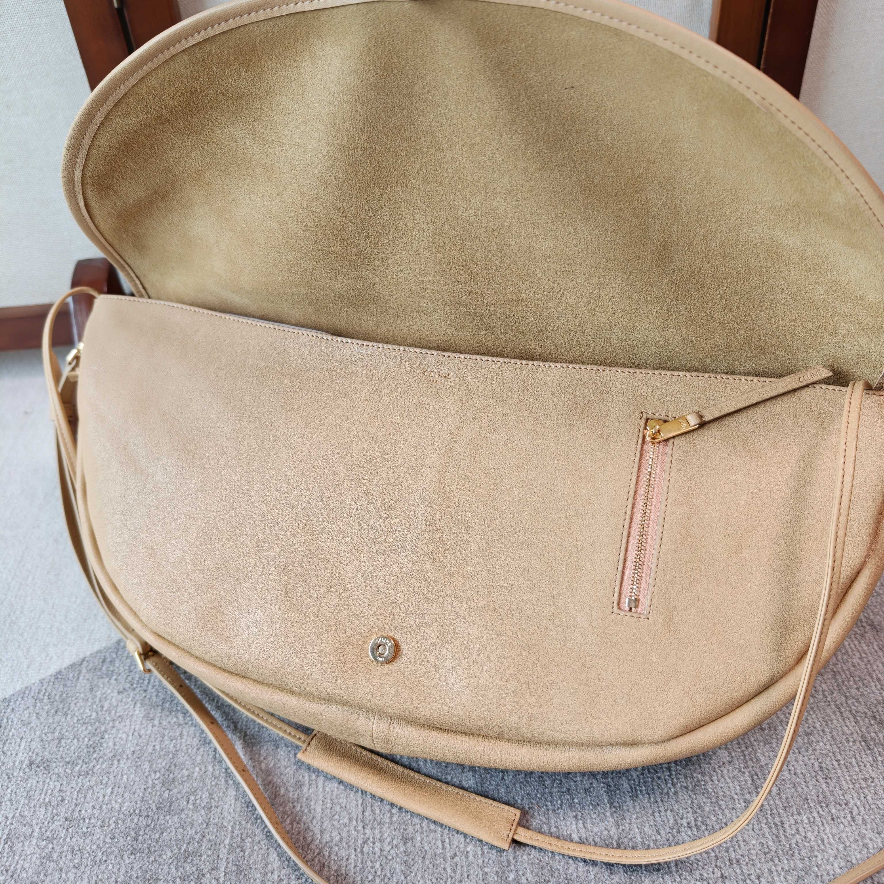 CELINE 26S LITTLE HALFMOON SOFT 46 IN BEIGE LAMBSKIN