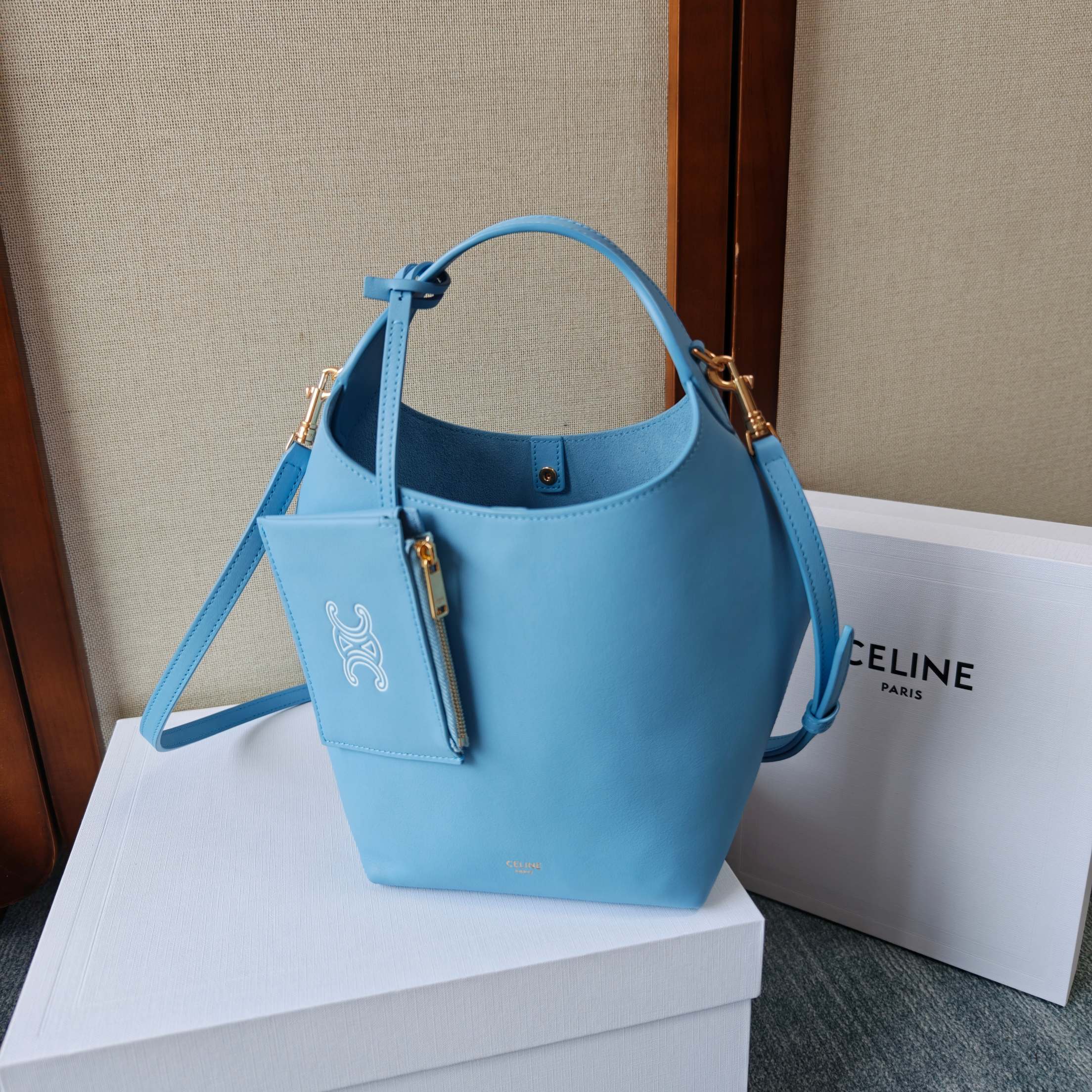 CELINE 26S HOBO BAG 31 IN SKY BLUE CALFSKIN