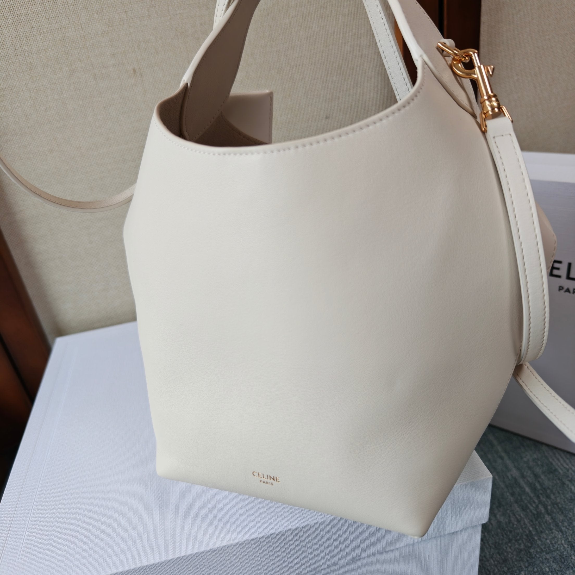 CELINE 26S HOBO BAG 31 IN CREAM WHITE CALFSKIN