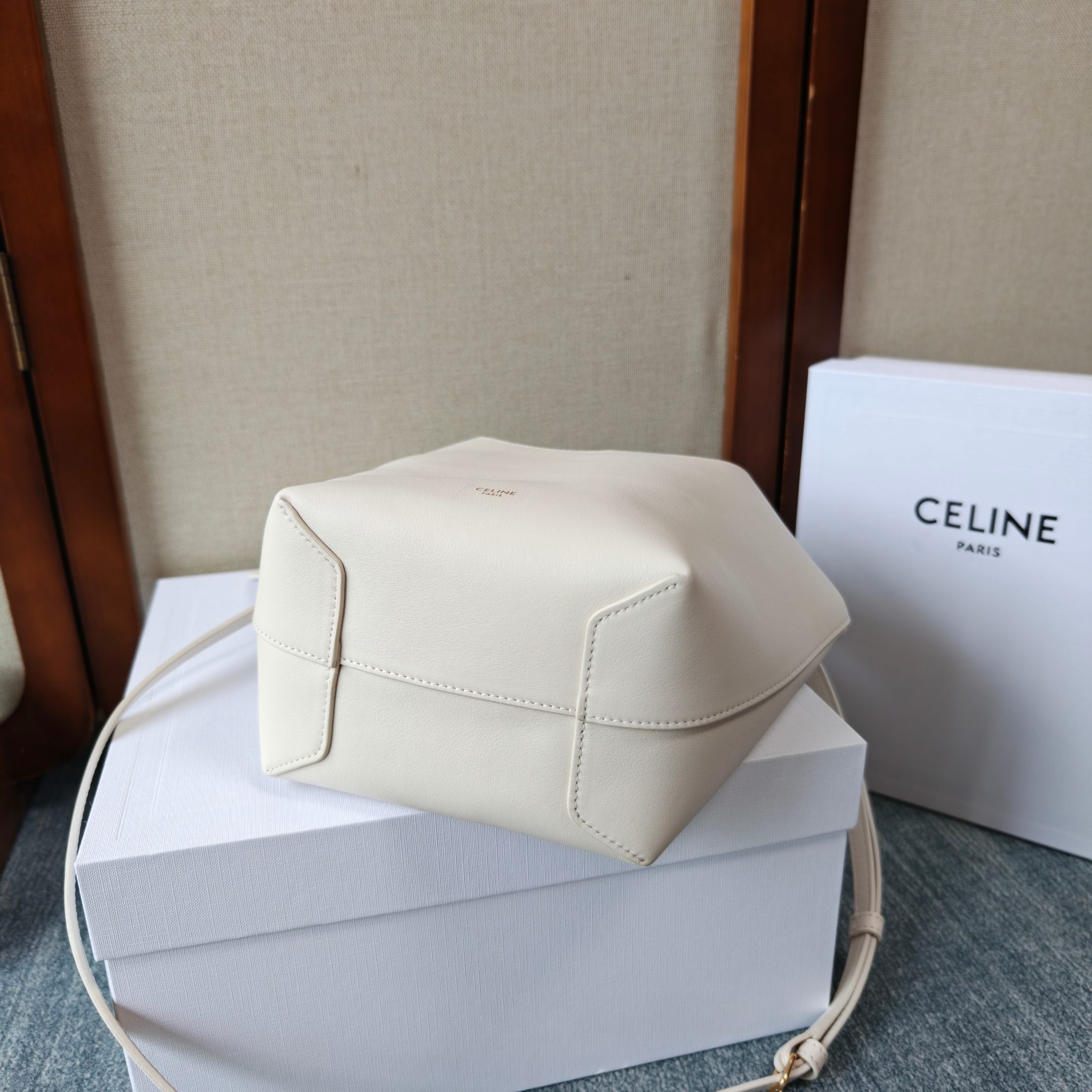 CELINE 26S HOBO BAG 31 IN CREAM WHITE CALFSKIN