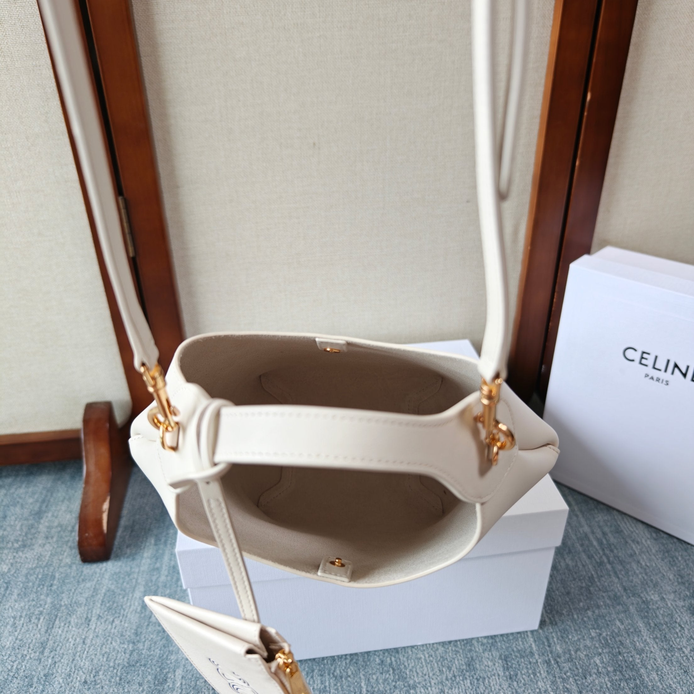 CELINE 26S HOBO BAG 31 IN CREAM WHITE CALFSKIN