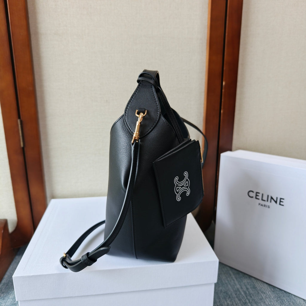 CELINE 26S HOBO BAG 31 IN BLACK CALFSKIN