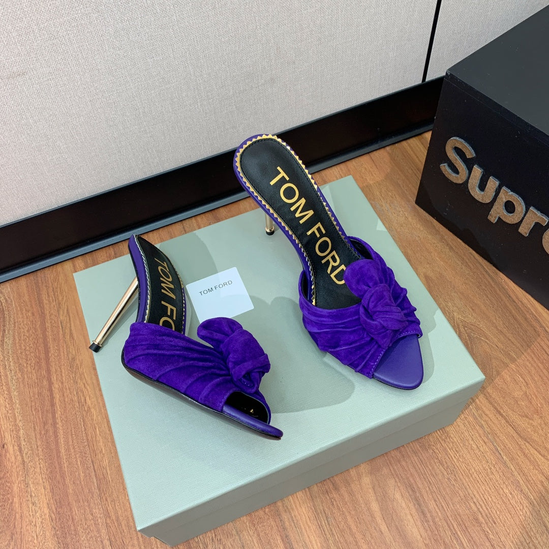 HIGH HEEL MULE 10 CM IN INDIGO PURPLE SUEDE