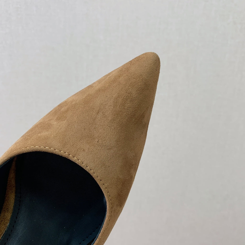 BALMAIN 26S SLINGBACK 95 MM IN BROWN SUEDE