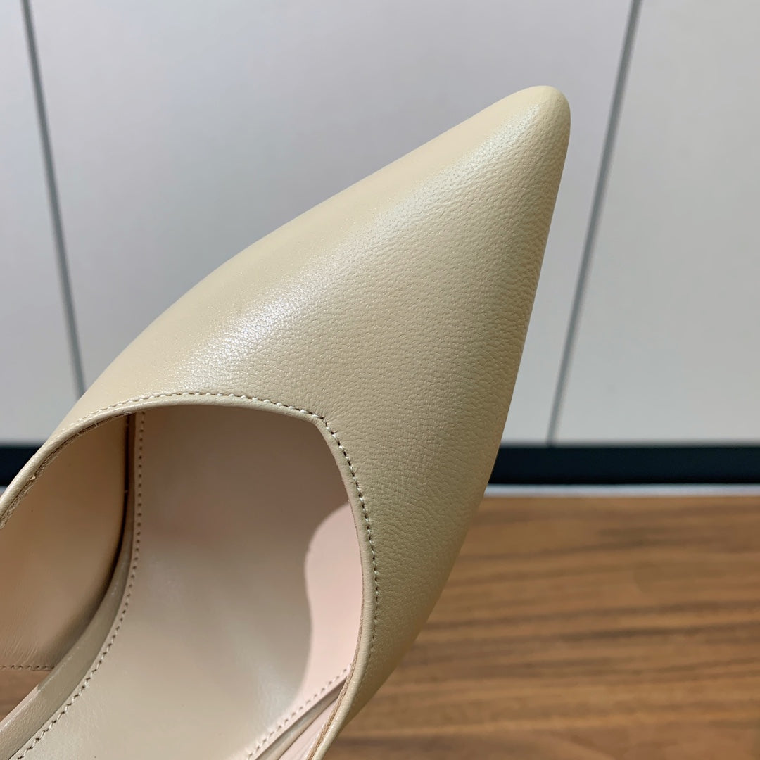 GIANVITO ROSSI 26S SLINGBACK HEELS 105 MM IN BEIGE LAMBSKIN