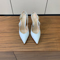 GIANVITO ROSSI 26S SLINGBACK HEELS 105 MM IN WHITE LAMBSKIN
