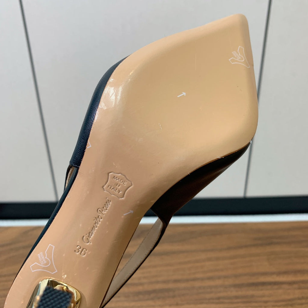 GIANVITO ROSSI 26S SLINGBACK HEELS 105 MM IN BLACK LAMBSKIN