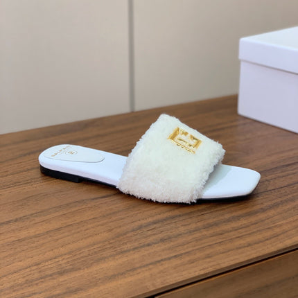 BALMAIN 26S SANDALS IN WHITE WOOL AND CALFSKIN