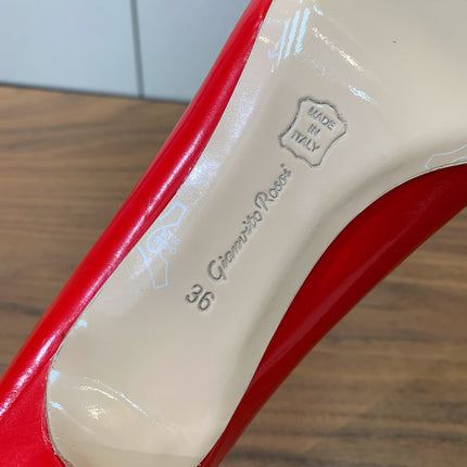 GIANVITO ROSSI 26S STILETTO PUMPS 95 MM IN RED PATENT CALFSKIN