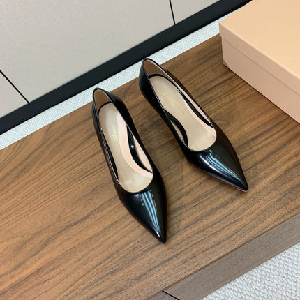 GIANVITO ROSSI 26S STILETTO PUMPS 95 MM IN BLACK PATENT CALFSKIN