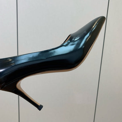 GIANVITO ROSSI 26S STILETTO PUMPS 95 MM IN BLACK PATENT CALFSKIN