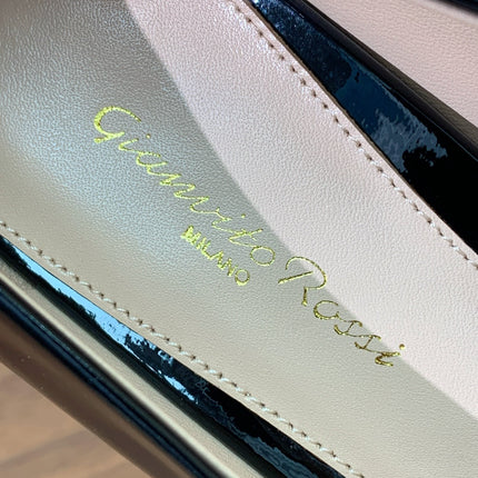 GIANVITO ROSSI 26S STILETTO PUMPS 95 MM IN BLACK PATENT CALFSKIN