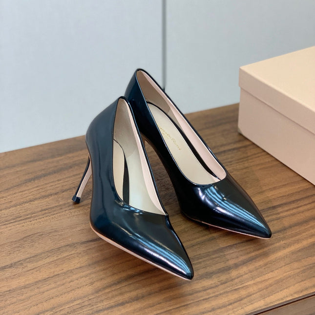 GIANVITO ROSSI 26S STILETTO PUMPS 95 MM IN BLACK PATENT CALFSKIN