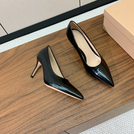 GIANVITO ROSSI 26S STILETTO PUMPS 95 MM IN BLACK PATENT CALFSKIN