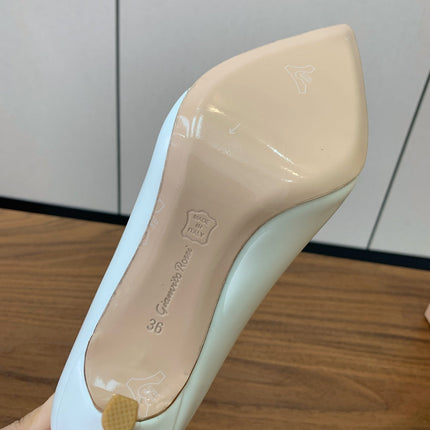 GIANVITO ROSSI 26S STILETTO PUMPS 95 MM IN WHITE CALFSKIN