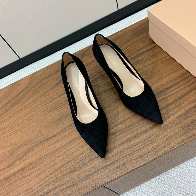 GIANVITO ROSSI 26S STILETTO PUMPS 95 MM IN BLACK SUEDE