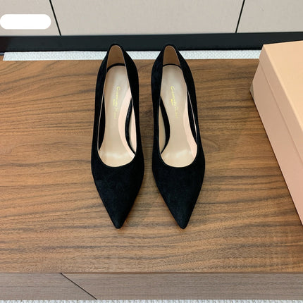 GIANVITO ROSSI 26S STILETTO PUMPS 95 MM IN BLACK SUEDE
