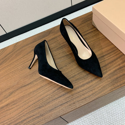 GIANVITO ROSSI 26S STILETTO PUMPS 95 MM IN BLACK SUEDE