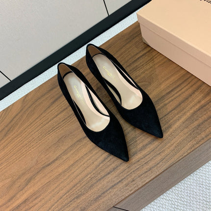 GIANVITO ROSSI 26S STILETTO PUMPS 95 MM IN BLACK SUEDE