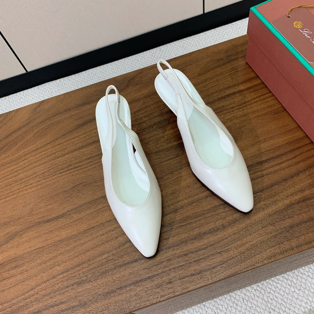 LP 26S HIGH-HEEL SLINGBACKS 50 MM IN WHITE CALFSKIN