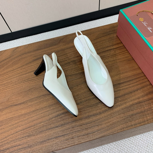 LP 26S HIGH-HEEL SLINGBACKS 50 MM IN WHITE CALFSKIN