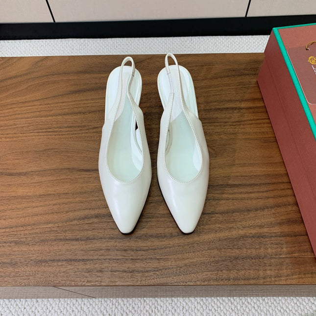 LP 26S HIGH-HEEL SLINGBACKS 50 MM IN WHITE CALFSKIN