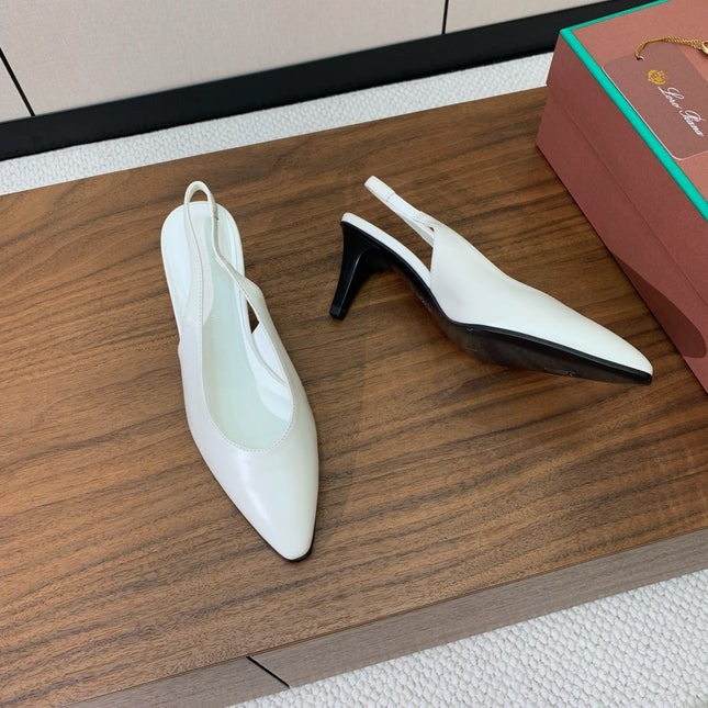 LP 26S HIGH-HEEL SLINGBACKS 50 MM IN WHITE CALFSKIN