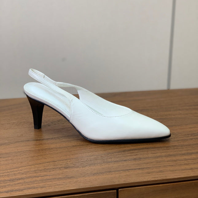 LP 26S HIGH-HEEL SLINGBACKS 50 MM IN WHITE CALFSKIN