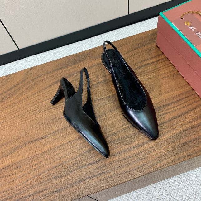 LP 26S HIGH-HEEL SLINGBACKS 50 MM IN BLACK CALFSKIN