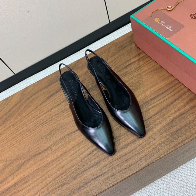 LP 26S HIGH-HEEL SLINGBACKS 50 MM IN BLACK CALFSKIN
