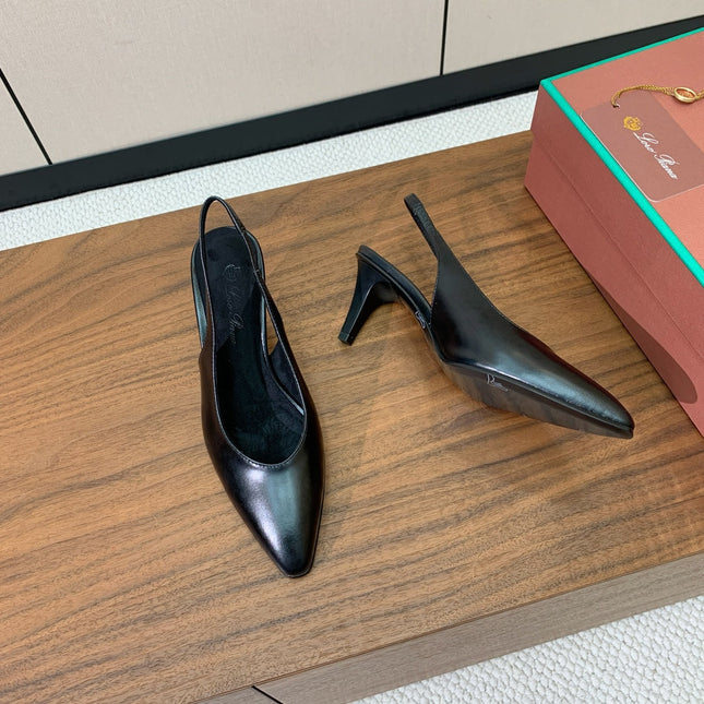 LP 26S HIGH-HEEL SLINGBACKS 50 MM IN BLACK CALFSKIN