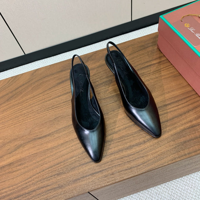 LP 26S HIGH-HEEL SLINGBACKS 50 MM IN BLACK CALFSKIN