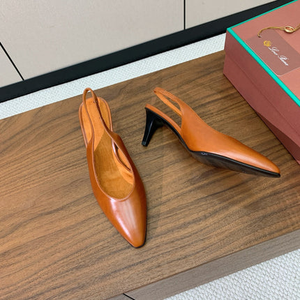 LP 26S HIGH-HEEL SLINGBACKS 50 MM IN LIGHT BROWN CALFSKIN