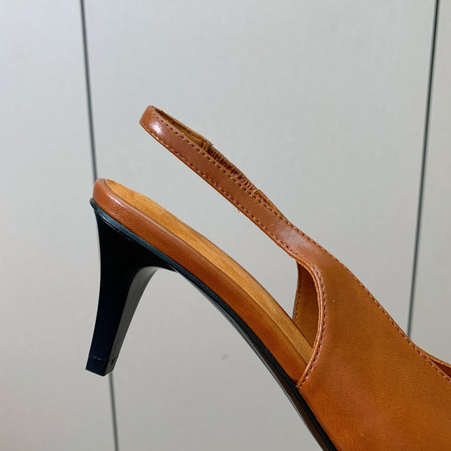 LP 26S HIGH-HEEL SLINGBACKS 50 MM IN LIGHT BROWN CALFSKIN