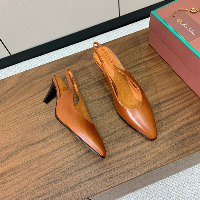 LP 26S HIGH-HEEL SLINGBACKS 50 MM IN LIGHT BROWN CALFSKIN