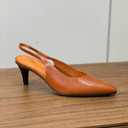LP 26S HIGH-HEEL SLINGBACKS 50 MM IN LIGHT BROWN CALFSKIN