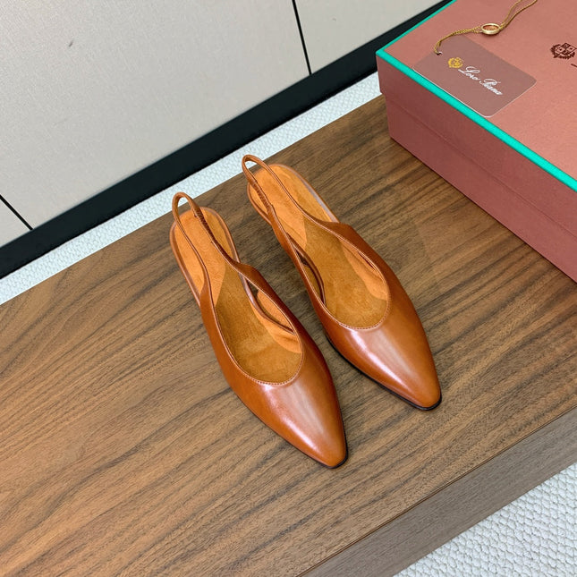 LP 26S HIGH-HEEL SLINGBACKS 50 MM IN LIGHT BROWN CALFSKIN