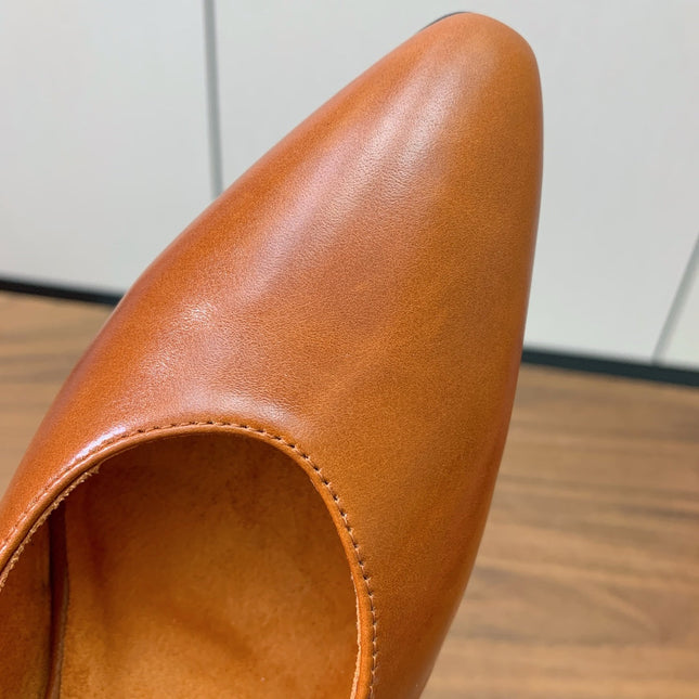 LP 26S HIGH-HEEL SLINGBACKS 50 MM IN LIGHT BROWN CALFSKIN