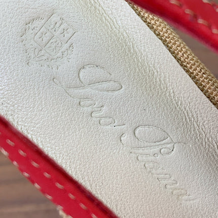 LP 26S HIGH-HEEL SLINGBACKS 50 MM IN BEIGE CANVAS & RED CALFSKIN