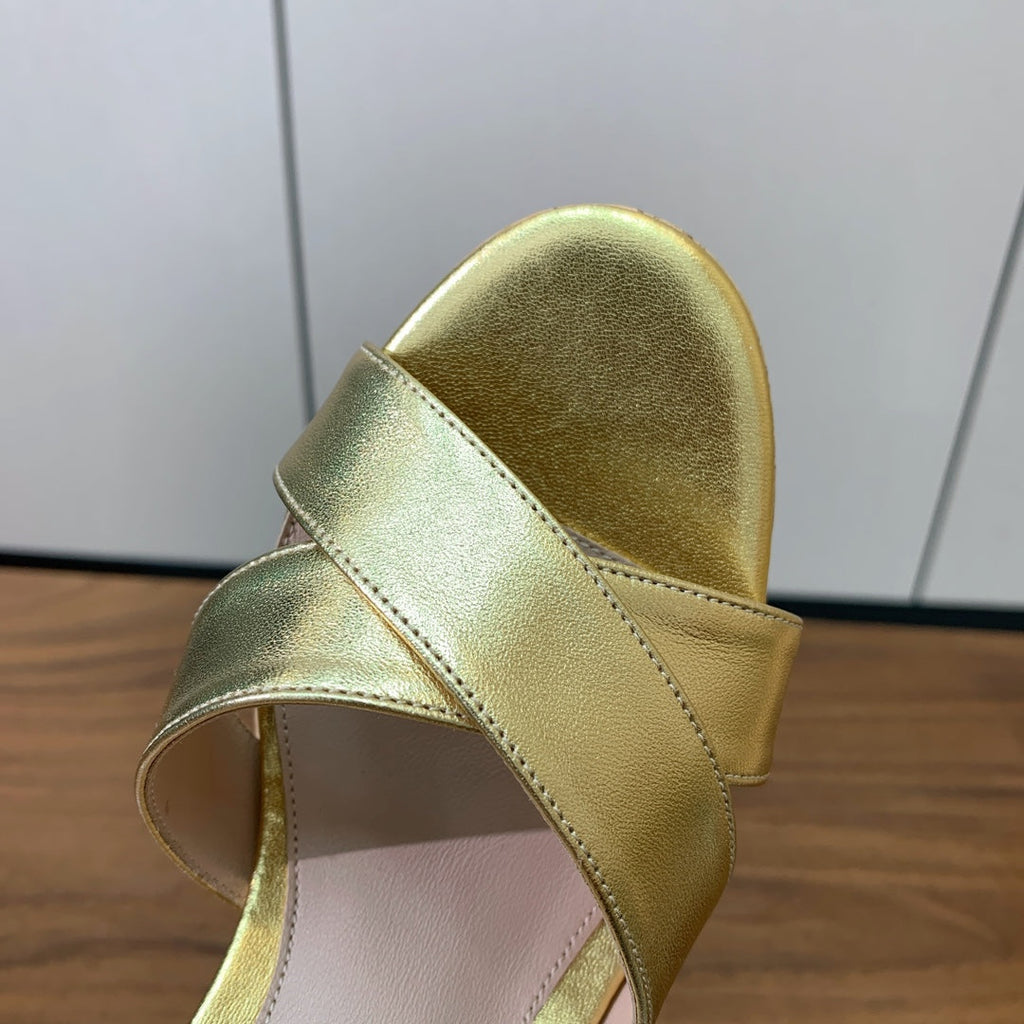 GIANVITO ROSSI 26S PLATFORM SANDALS 115 MM IN GOLD CALFSKIN