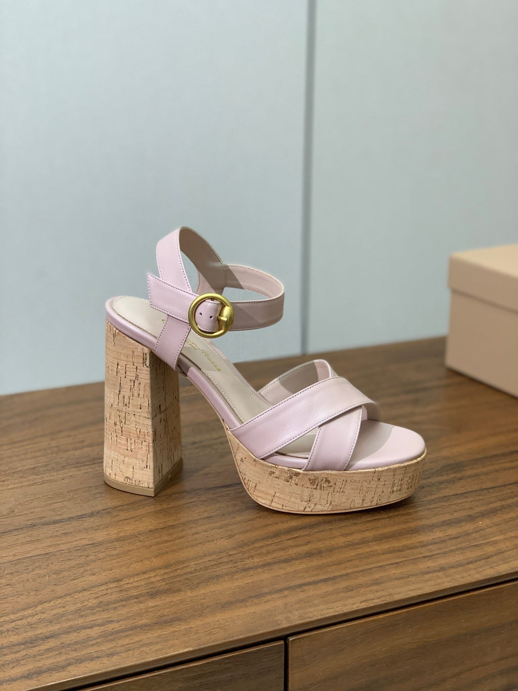 GIANVITO ROSSI 26S PLATFORM SANDALS 115 MM IN NUDE PINK CALFSKIN