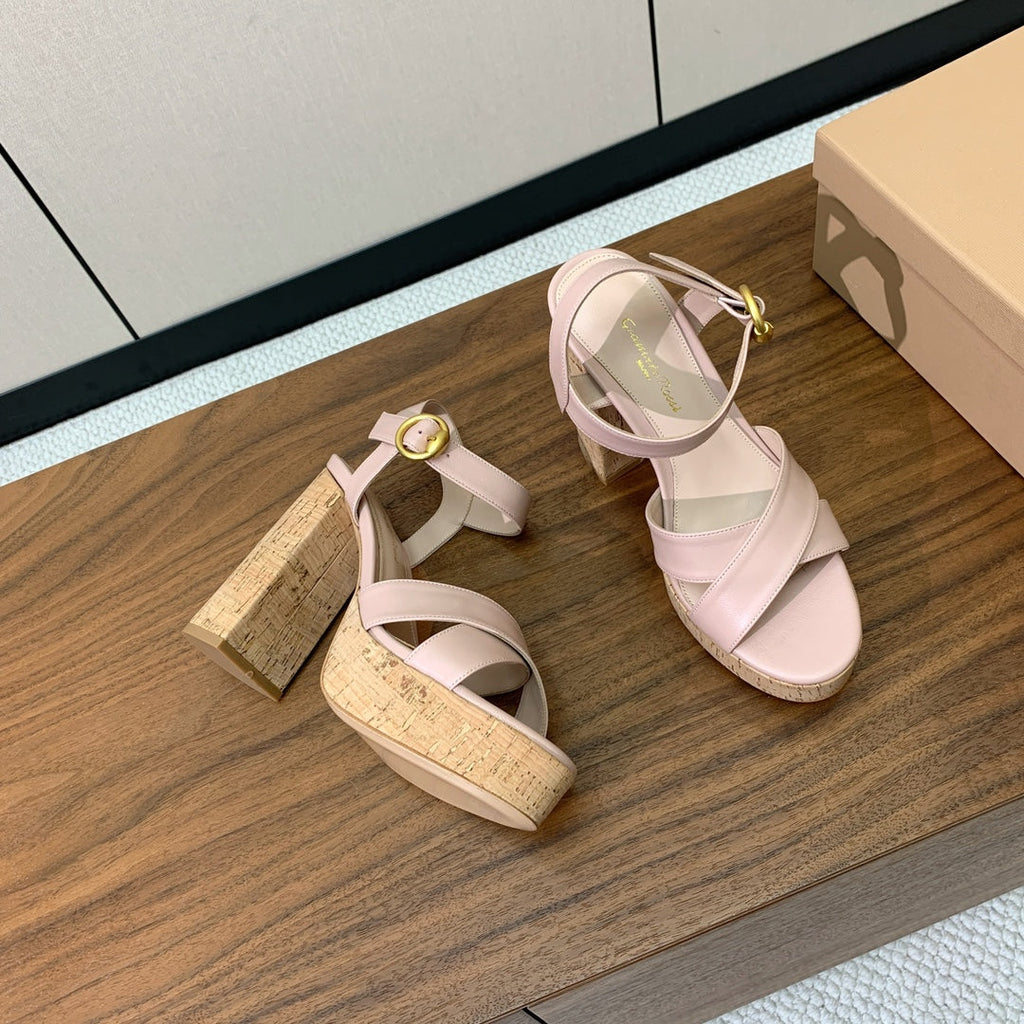 GIANVITO ROSSI 26S PLATFORM SANDALS 115 MM IN NUDE PINK CALFSKIN